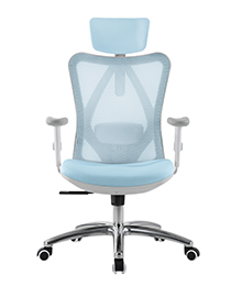 כסא משרדי אורטופדי SIHOO M18 לבן כחול כסא משרדי ארגונומי ואורתופדי