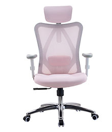 כסא משרדי אורטופדי SIHOO M18 לבן ורוד כסא משרדי ארגונומי ואורתופדי